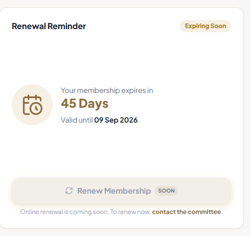 The renewal notice on your dashboard, once you are within 90 days of your membership ending.