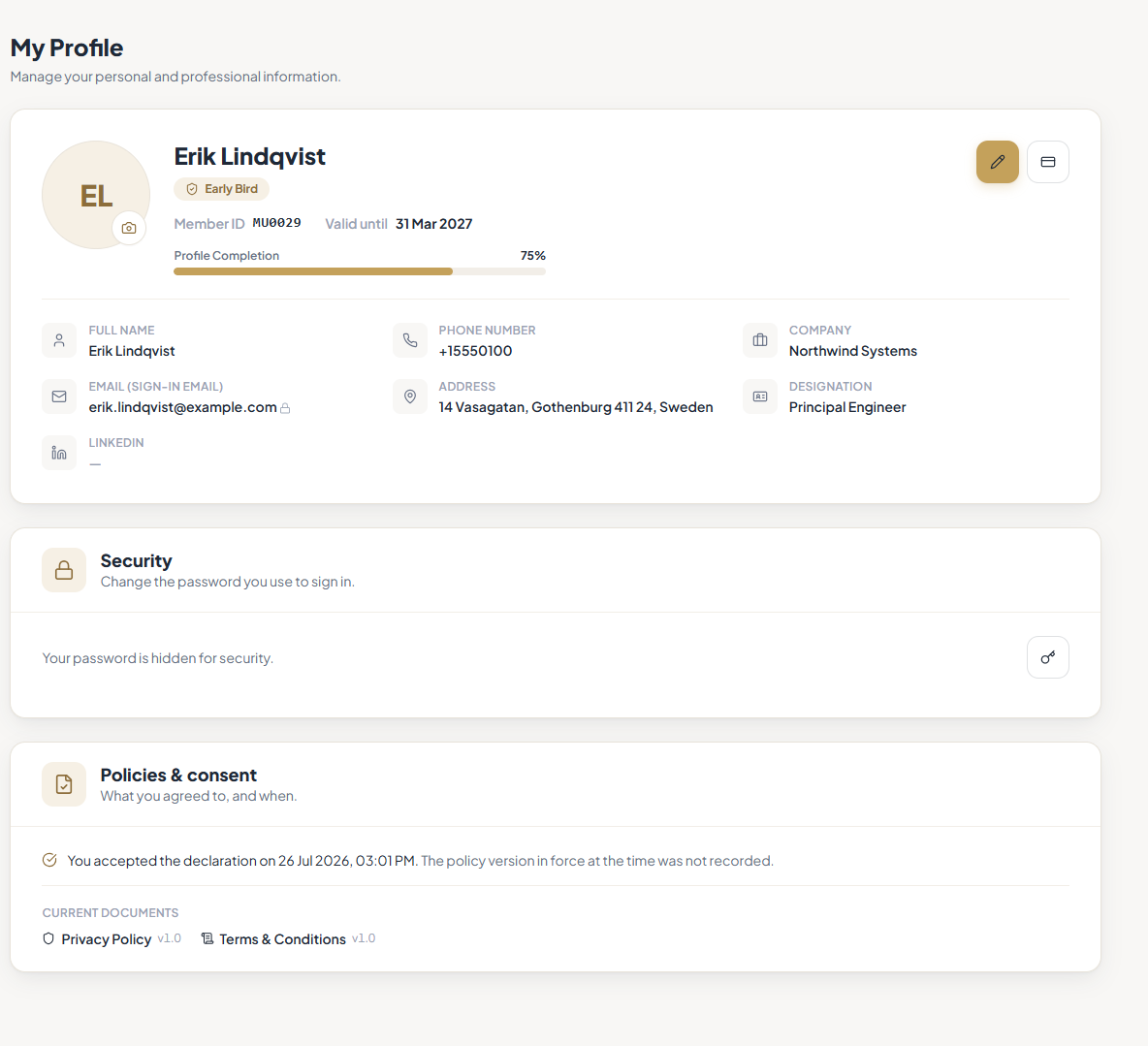 Your profile.